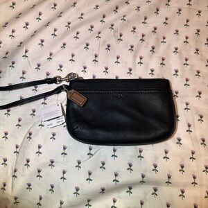 Black Leather Coach Wristlet Brand New
